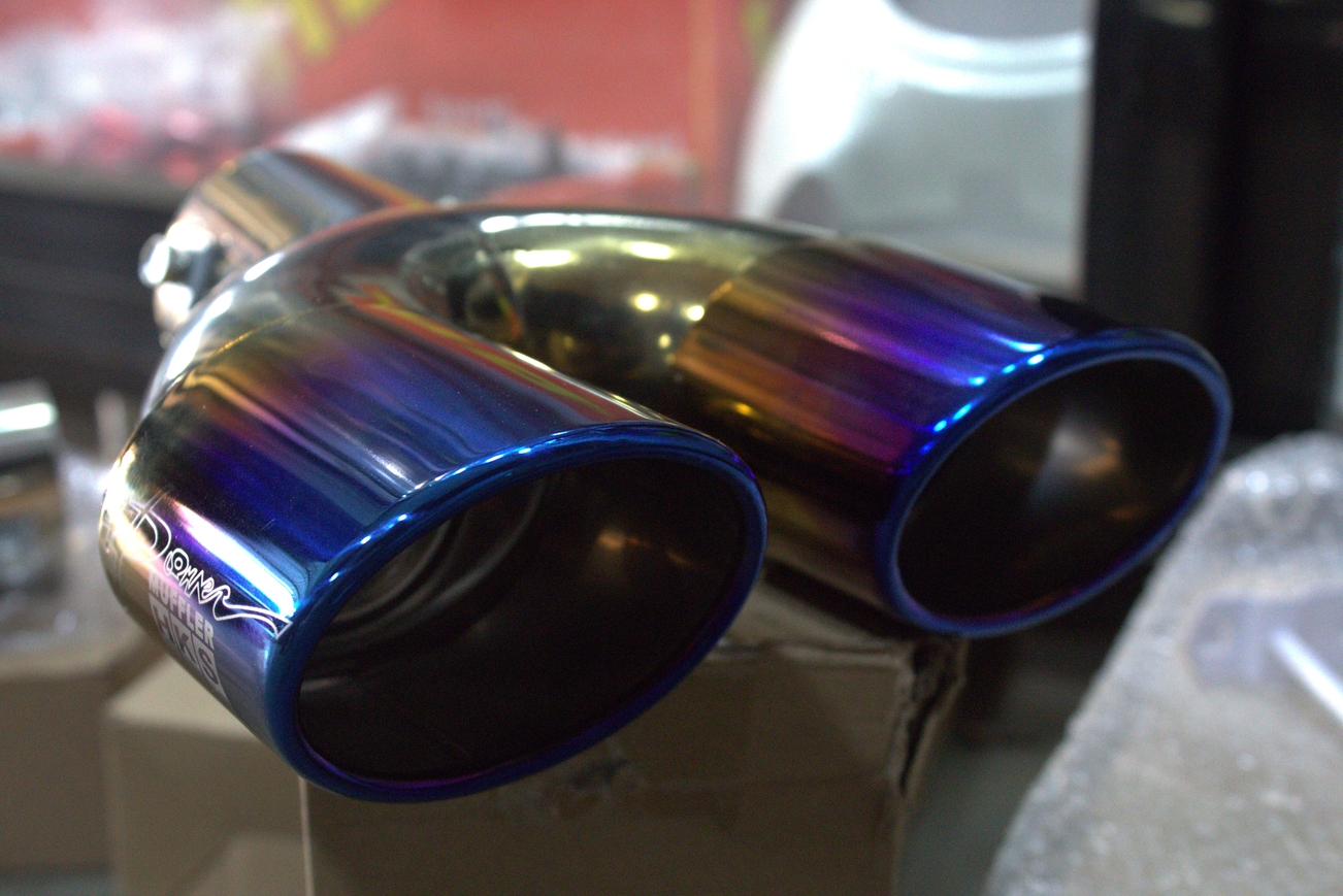 HKS round dual tip U shape exhaust muffler